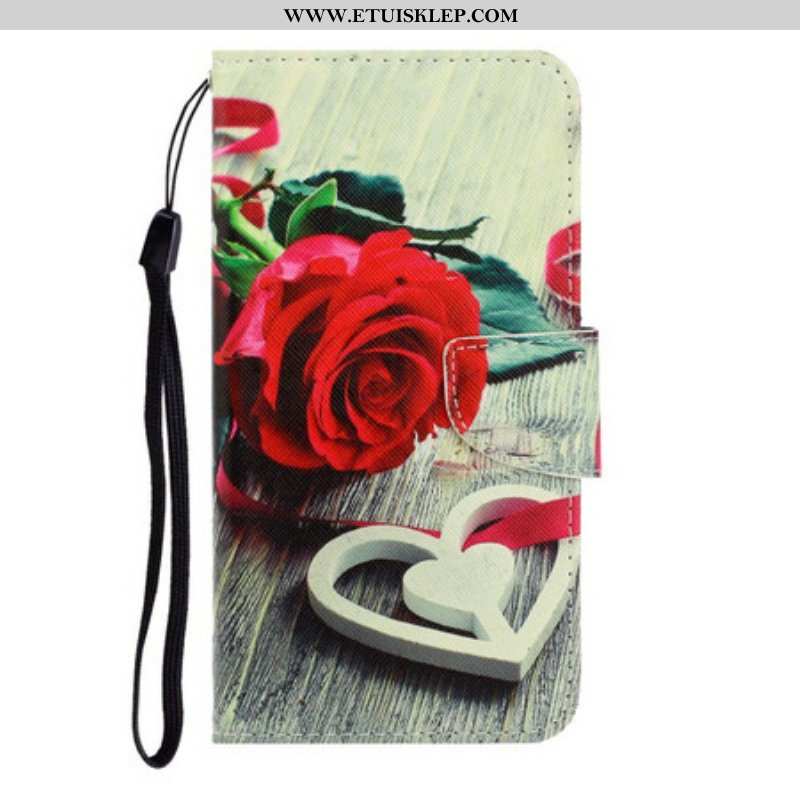 Obudowa Etui Na Telefon do Samsung Galaxy S21 FE z Łańcuch Romantyczna Róża Z Paskiem